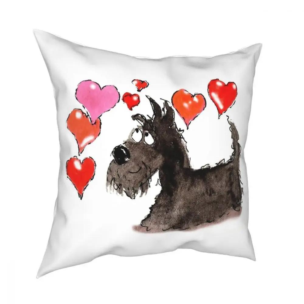 

Scottie Dog Love Hearts Throw Pillow Cover Throw Pillow Scottish Terrier Creative Cushion Covers 50x50cm