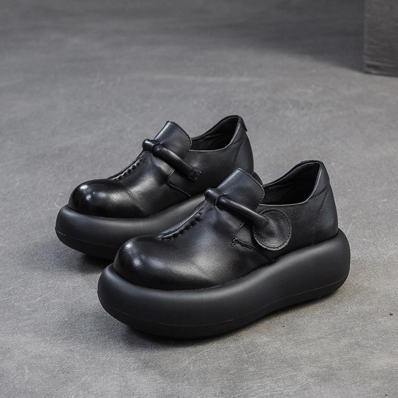 Fashion GKTINOO 2025 Spring New Retro Women's Shoes Handmade Genuine Leather Thick Soled Platform Casual Shoes