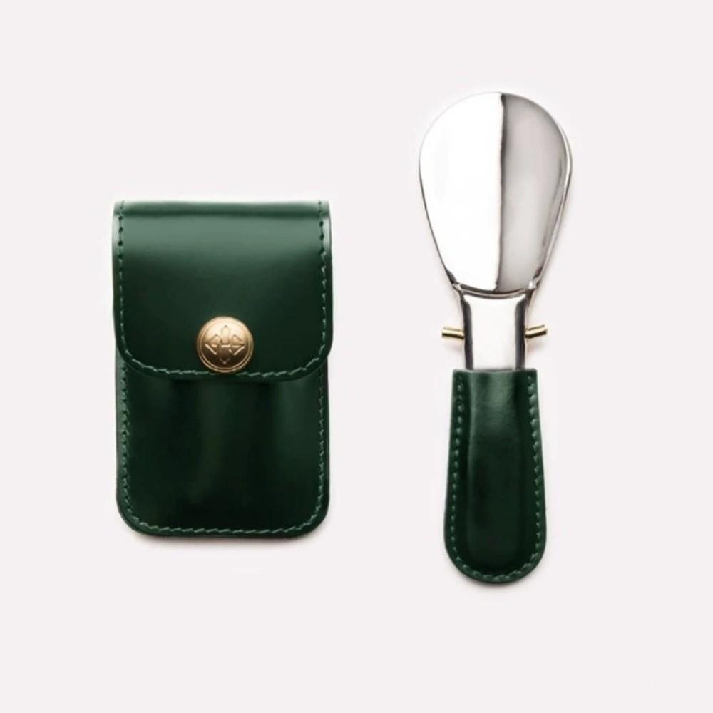 Leather Bag Elderly Person Folding Shoehorn PU Handle Portable Shoe Lifter Tool Office