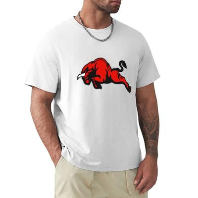 Red Angry Bull Men's Printed T-shirt Summer Fashion Fun Retro Apparel Oversized Quick Drying Men Clothing Short Sleeved Tops Tee