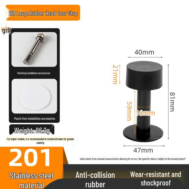 Stainless Steel Wall/Floor Mount Anti-Collision Door Stopper with Thickened Base