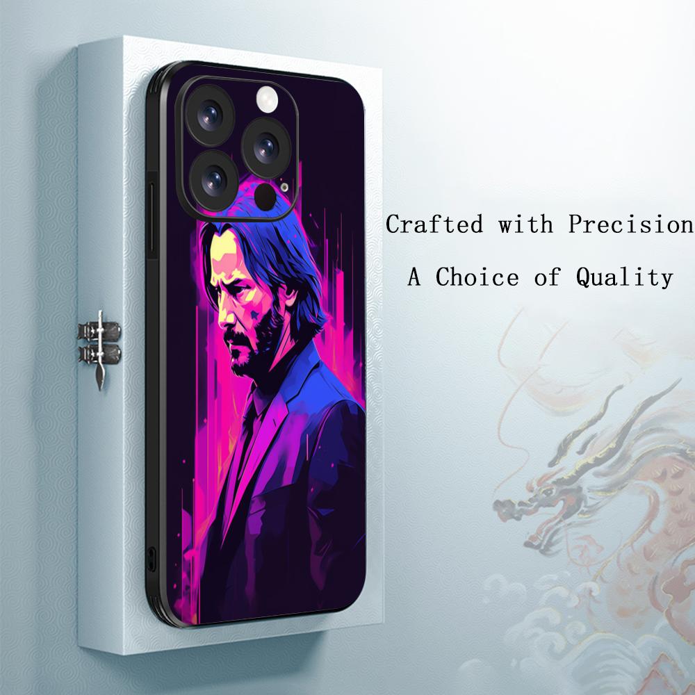 

Handsome Neon John cool man Phone Case For iPhone 17 16 e 15 14 13 12 Plus Mini Pro Max Soft black Shockproof Cover iPhone 14 Pro Max