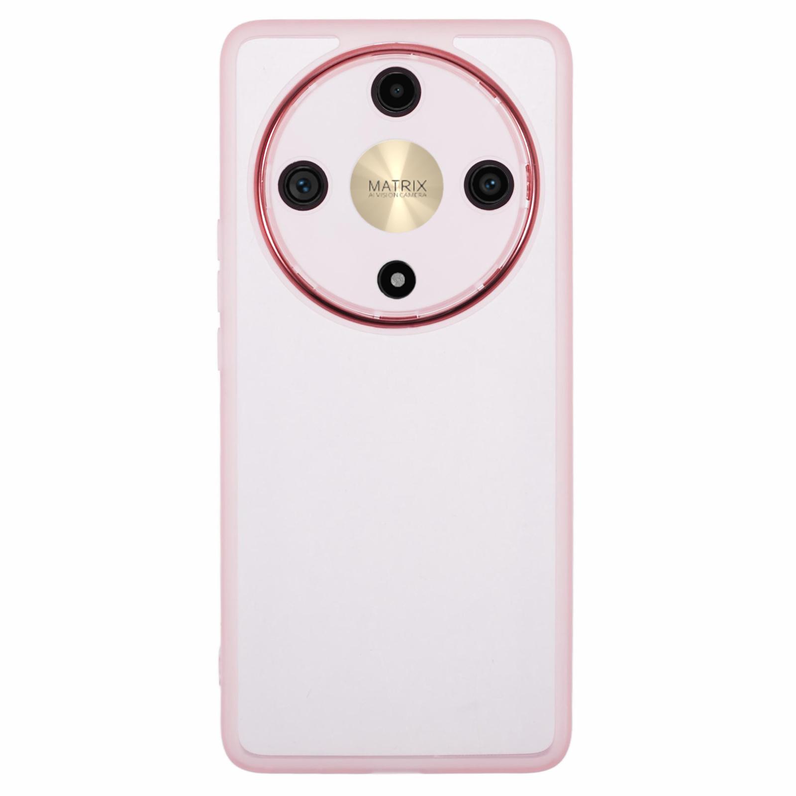 

DKSM Series For Honor Magic6 Lite 5G/X50 5G/X9b 5G Case Electroplated Camera Frame TPU Phone Cover Transparent Pink