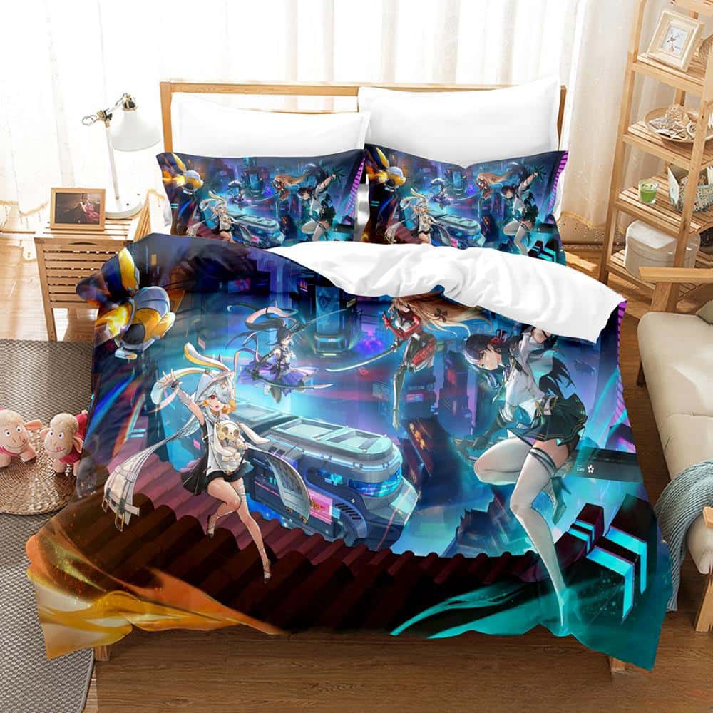 

3D Printing Game Tower Of Fantasy Anime Bedding Set Single Twin Full Queen King Size Bed Set Adult Kid Bedroom Duvetcover Sets EU single(135x200cm)