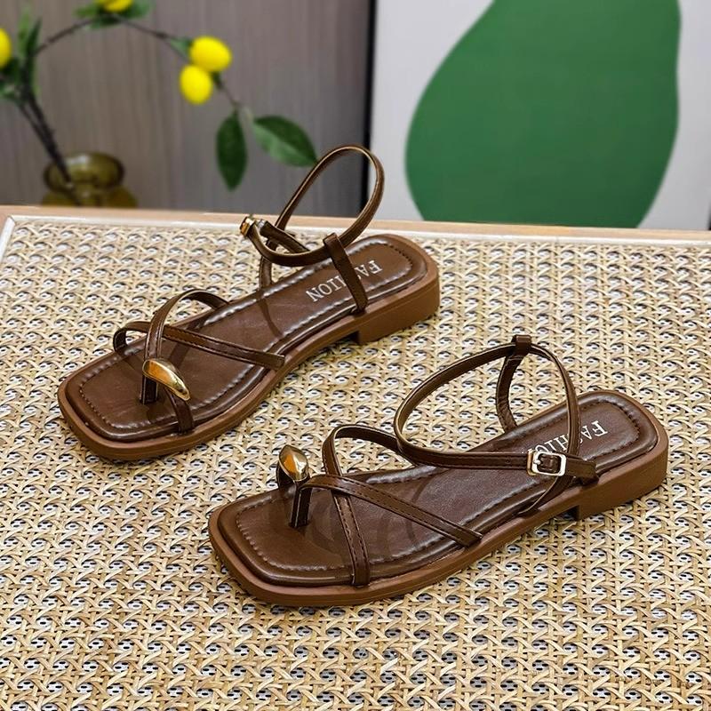Fashion Heeled Sandals Shoes Women's Black Beach New Summer 2024 Girls Low Comfort Sports Casual Solid