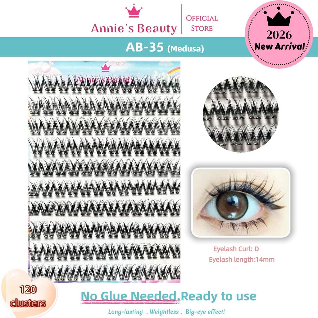 100-120 Cluster Self-Adhesive False Eyelashes,perfect for Women makeup,pre-bonded,14mm,C+ Curl,Long-lasting,waterproof,windproof