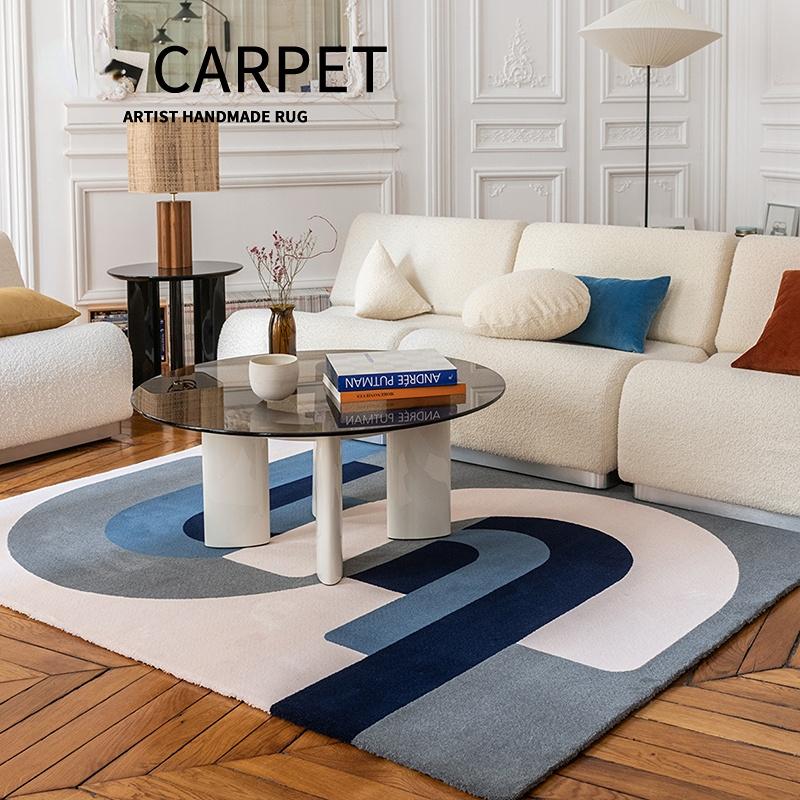 Light Luxury Carpets for Living Room Shaped Irregular Plush Floor Mat Nordic Bedroom Decor Striped Carpet Thicken Non-slip Rug