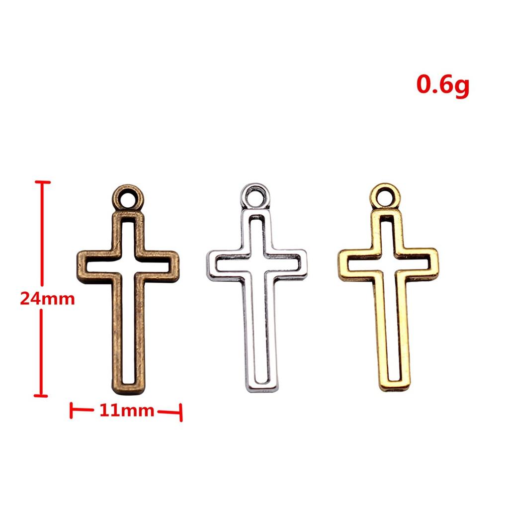Vintage Cross Charms Multi Color Alloy Pendants For Religious Christian Jewelry