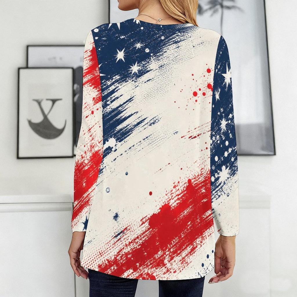 Ladies Plus Size Long Sleeve Pocket Tee Loose Relaxed Casual Everyday Leisure Blouse