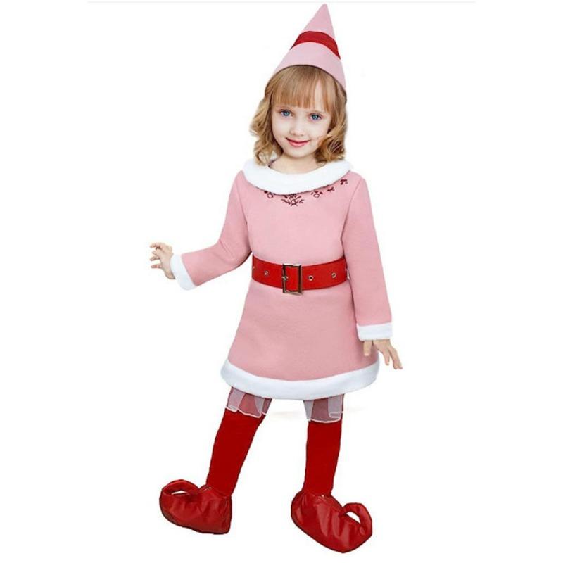 

Новый Рождественский Костюм Детский Костюм Эльфа Костюм Эльфа для Мальчиков и Девочек Косплей Эльфа Рождественская Вечеринка 150cm розовый