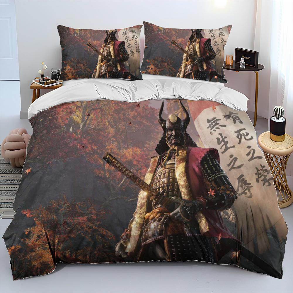 3D Sekiro:Shadows Die Twice Game Comforter Bedding Set,Duvet Cover Bed Set Quilt Cover Pillowcase,king Queen Size Bedding Set
