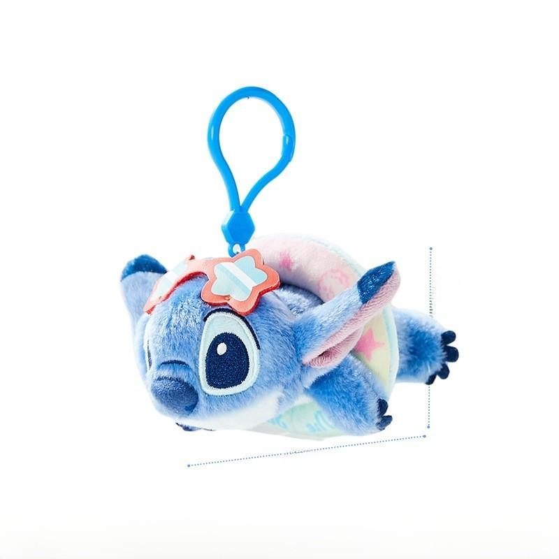 Summer Series Stitch Plush Keyring With Hat Wearing Swimming Ring Design