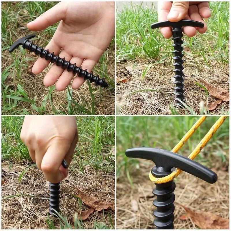 5/10/15PCS Outdoor Ground Stakes - Windproof Canopy Tent Spiral Nails For Camping, Outdoor Tools