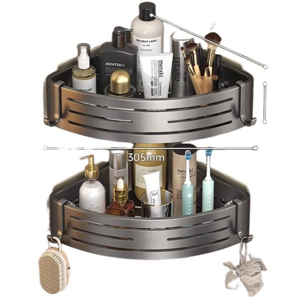 Space Aluminum Corner Shower Shelf With Multilayer Design For Bathroom Storage