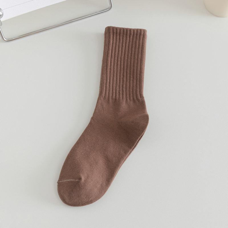 Loafers and Socks, Children's Spring and Autumn Mid-calf Solid Color Socks, Long Calf Socks, Pile Socks, Women's Long Socks