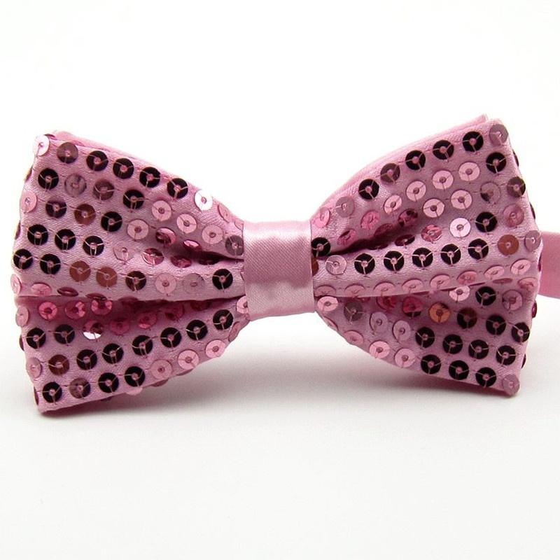 Унисекс однотонный цветной блестящий галстук-бабочка регулируемый свадебный галстук-бабочка розовый