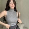 Backless Half-high Neck Camisole Tank Top Women's Inner Wear Fashionable Stylish Knitted Sleeveless Hot Girl Outerwear Summer Top
