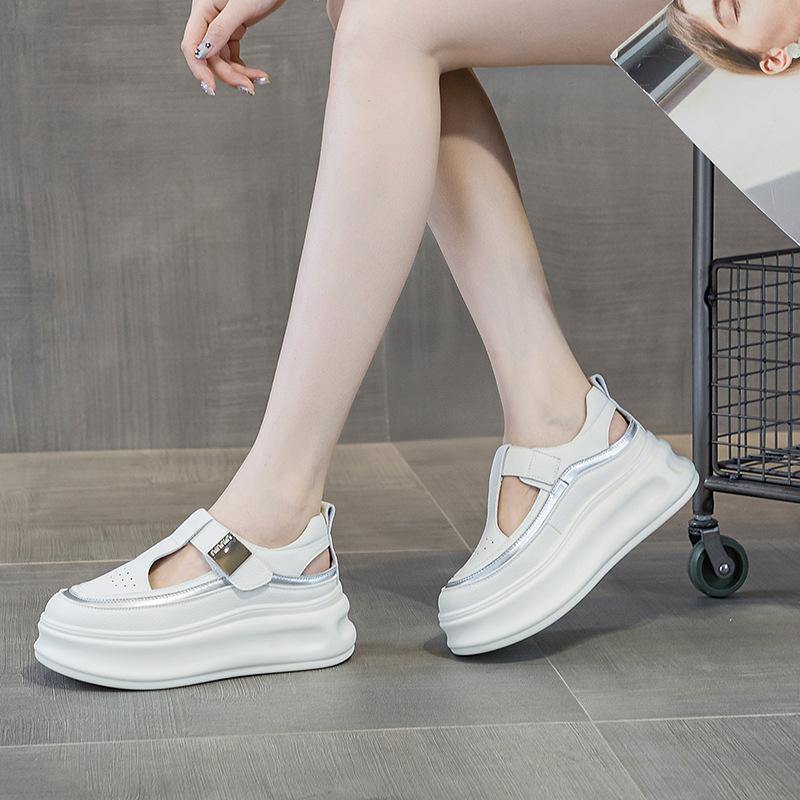 8816 увеличение внутренней высоты 7 см кроссовки папы женские лето новинка универсальная корейская версия толстая подошва полая 34 белый 5838₽