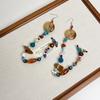 Colorful Bohemia Resin Beaded Long Tassel Drop Earrings Handmade Korean Fashion Geometric Pattern Dangle Earrings for Alloy