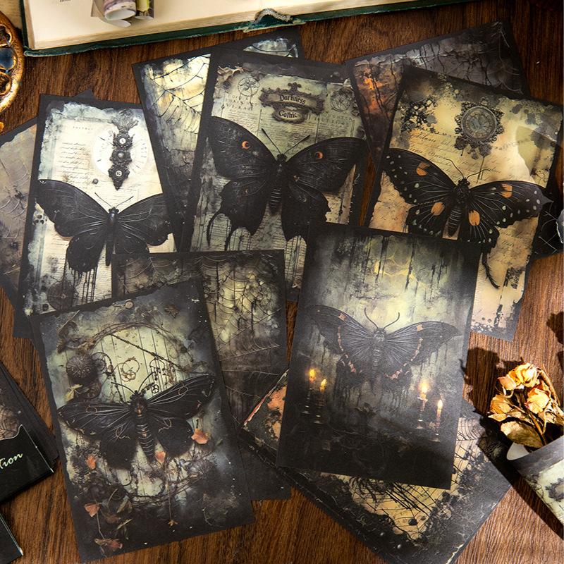 20 Blatt Vintage Gothic Dunkler Stil Verlassenes Schloss Krähenelemente, Mysteriöse & Retro Atmosphäre Scrapbook Dekoration