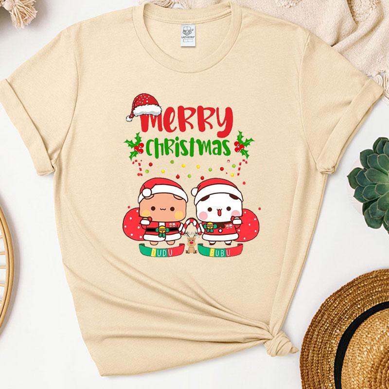 

Merry Christmas Cute Bubu Dudu Cartoon Graphics Tshirt Popular Holiday Party Unisex Cotton Tees Trendy Funny Christmas Shirt 4XL
