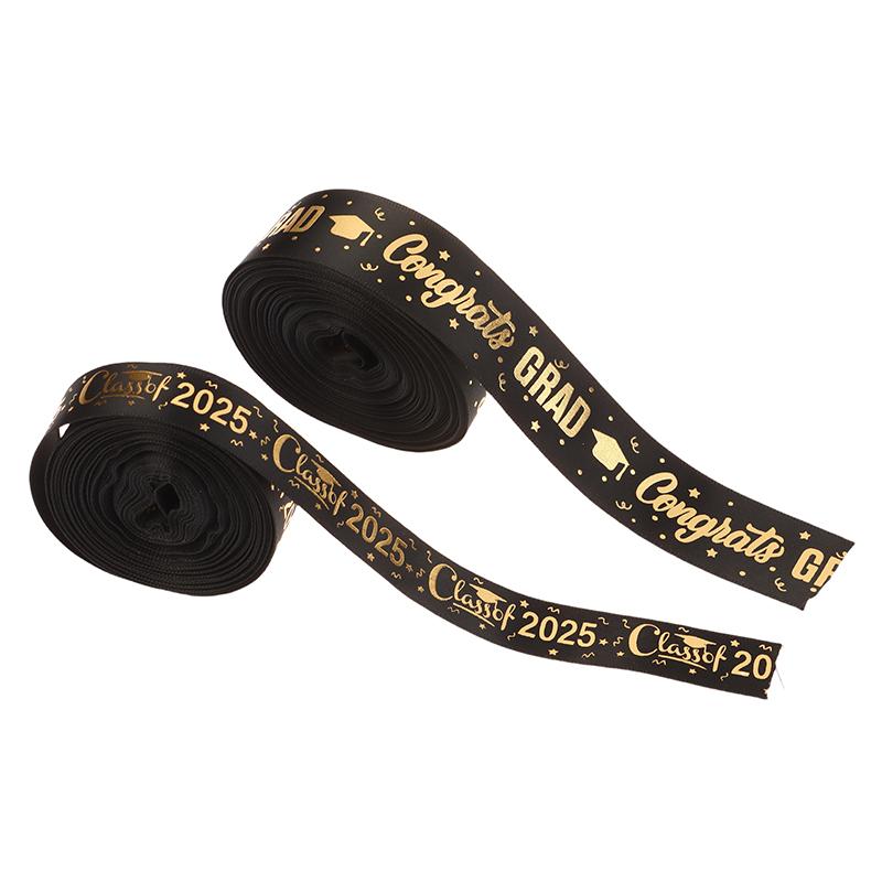 10Yard/Lot 2025 Graduation Satin Ribbon Bronzing Congrats On Congratulations Congrats Grad Decorative Ribbon Gift Wrapping
