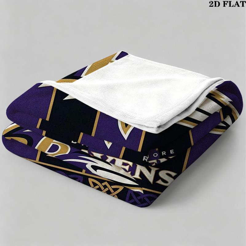 Koc flanelowy z nadrukiem Baltimore Ravens Wysokiej jakości Ciepły Komfortowy Pokrowiec na wszystkie pory roku Idealny na prezenty Wystrój domu