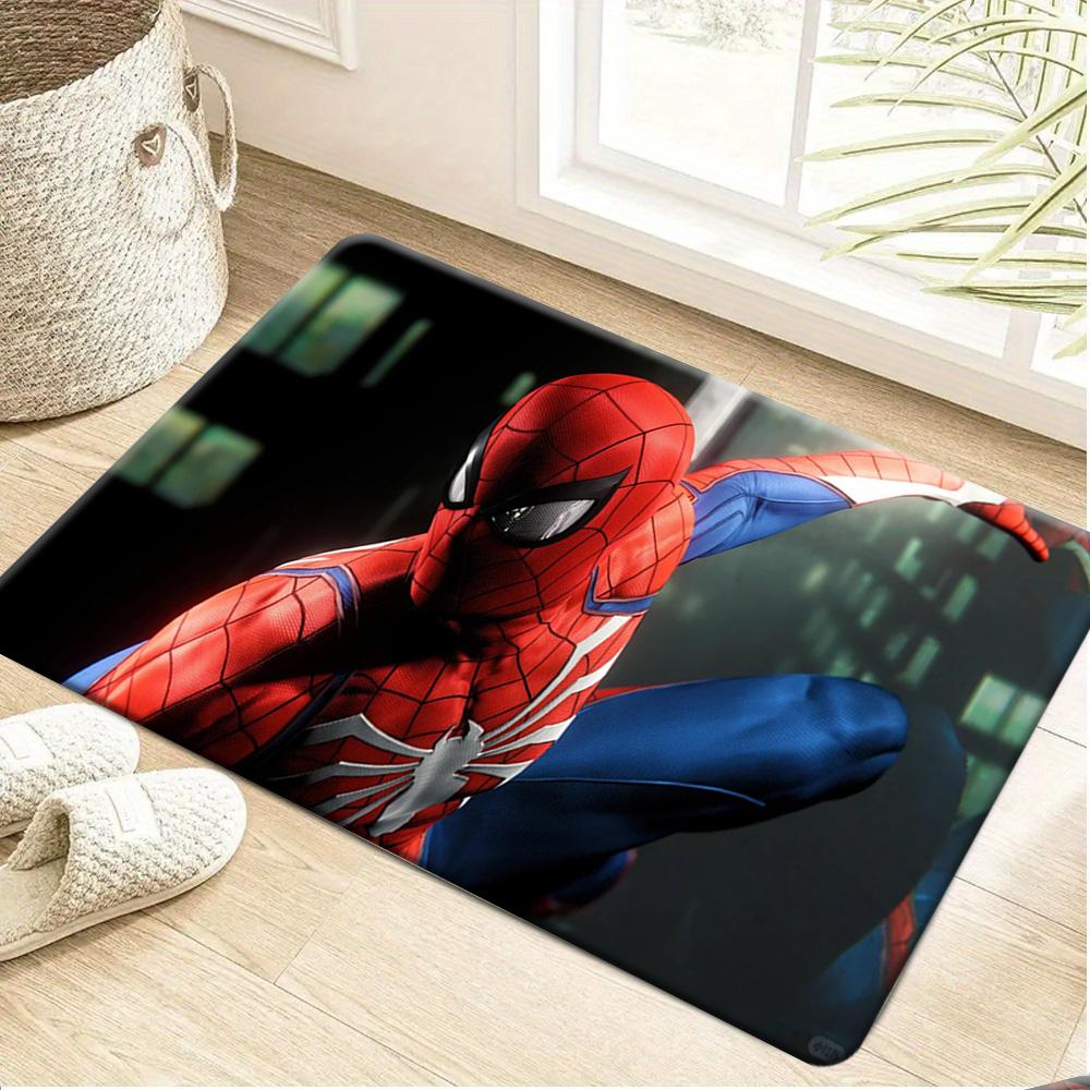 Marvel Has Authorized 1pc Cartoon Printed Floor Mat, Featuring Iron Man, Thor, Captain America, Hulk Hero Group Portrait, Red