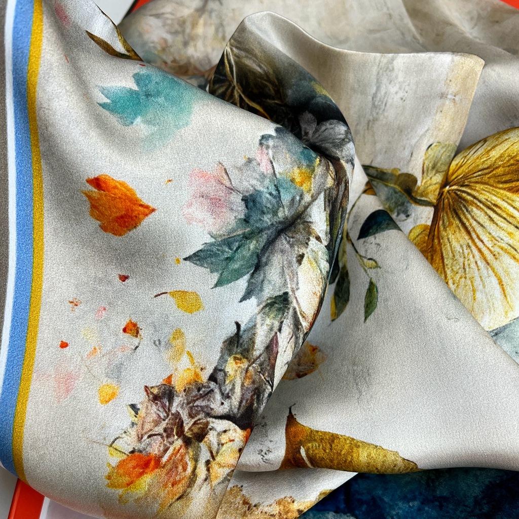 Hangzhou 100% Natural Real Silk Scarf for Women Bandana long Scarves Kerchief Hijab Neckerchiefl Wraps Echarpe Foulard Female