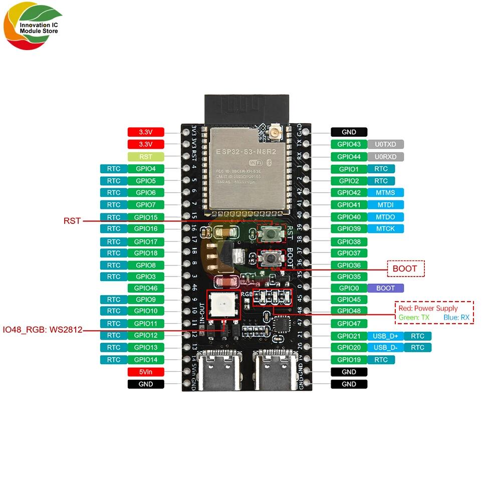 ESP32-S3 2.4GHz WiFi Bluetooth Module ESP32-S3-N16R8 N8R2 Development Board CORE Board Type-C ESP32 S3