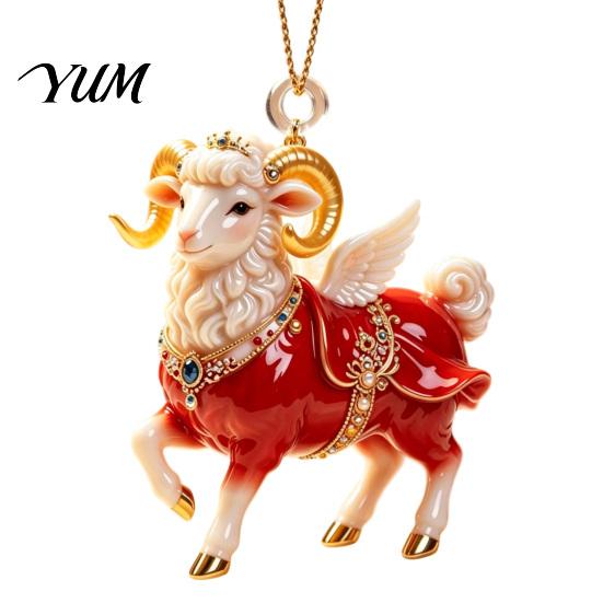 Winter Wonderland Party Supplies 2D Flat Christmas Sheep Hanging Ornament with Lanyard, Acrylic Decorative Holiday Charms Tree Pendant for Home