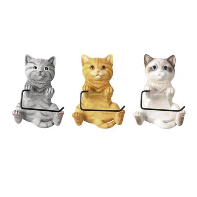 Toilet Roll Holder, Resin Cat Figurine, Creative Wall Mounted Toilet Paper Holder Rack for Dining Room, Toilet, Hotel, Office