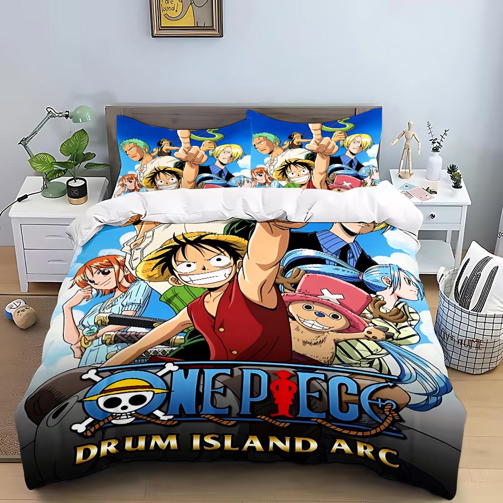 Anime Duvet Pillowcase Bedding Set Adult Boy Girl Bedroom O-One P-Pieces Decoration Children Gift Single Double Large Size