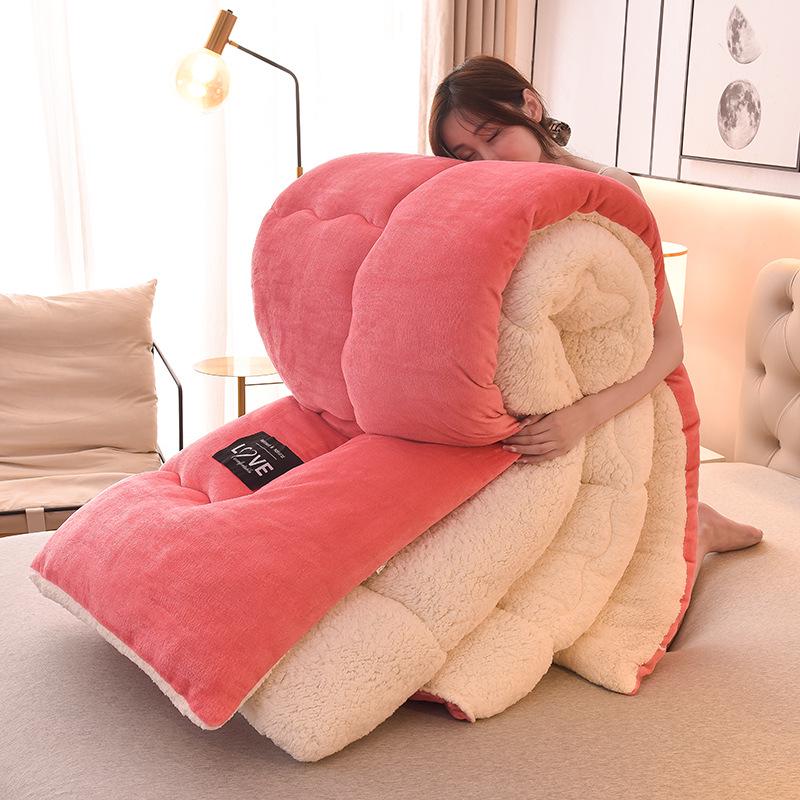 Velvet Lambswool Thick Winter Quilt - Warm Bedding for Students (Autumn/Spring)