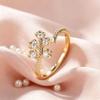 Heart-shaped branch diamond-studded open ring for women Vintage twisted tree of life zircon adjustable ring
