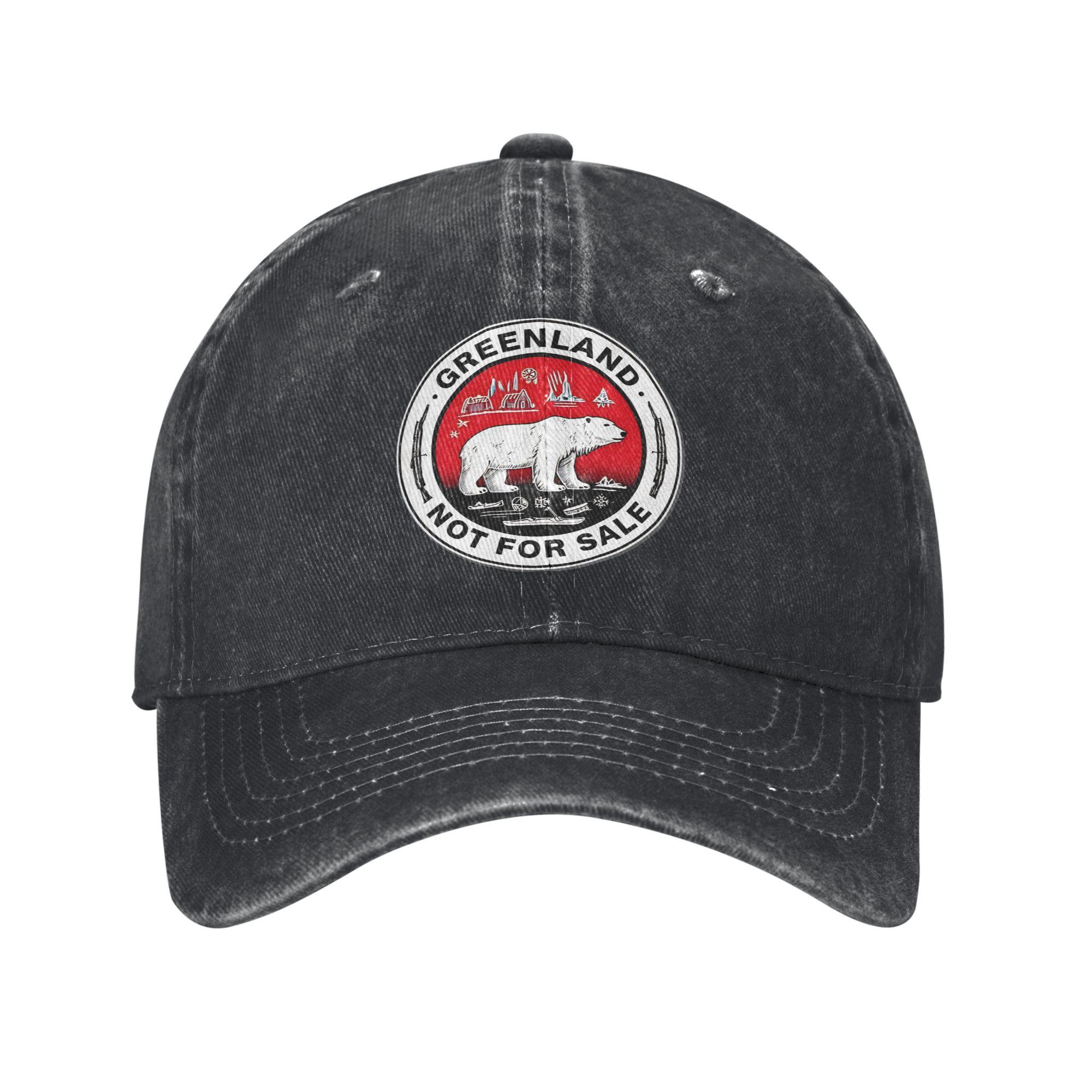 Unisex Greenland Is Not For Sale Print Hat Vintage Distressed Denim Baseball Cap Adjustable One Size