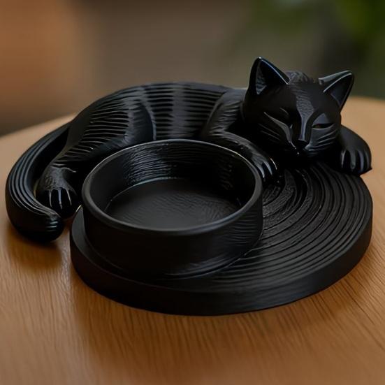 3D Printed Cat Candle Holder Tealight Candle Stand Burr-Free Cute Cat Figurine