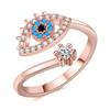 Stainless Steel Open Adjustable Evil Eye Rings For Women Lucky Turkish Blue Cubic Zircon Ring Wedding Band Couple Jewelry Gift