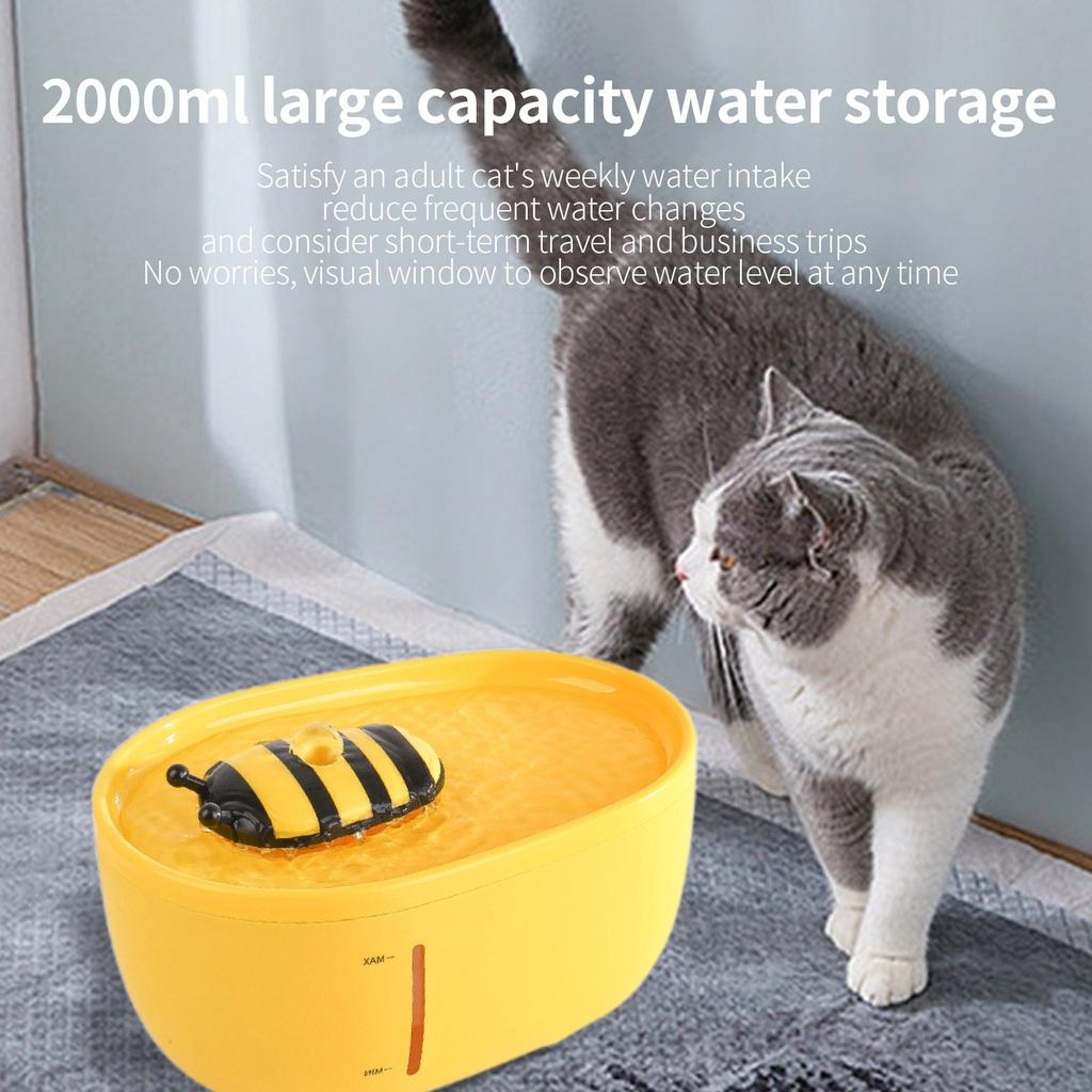 Pet Drinking Machine, Bee Shape, Filter Clean, No Water Leakage, Silent Intelligent Automatic Water Feeder