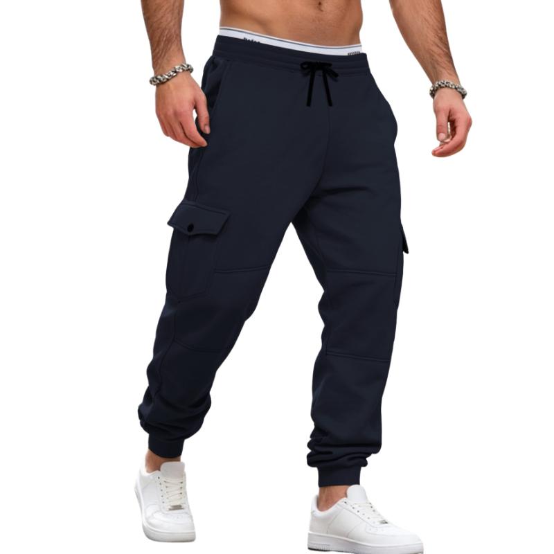 Mens Elastic Waist Drawstring Cargo Jogger Pants S