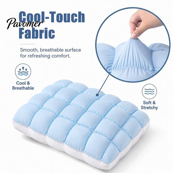 Soft Microfiber Pillows for Side Sleepers Cooling Quilted Puff Pillow, Cloud-Like Bed Down Alternative Relaxing Cloud Sleep Fluffy Pillow Back Stomach