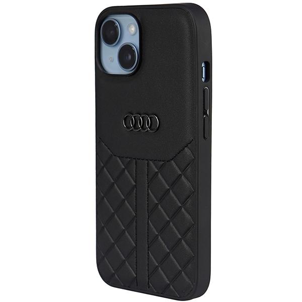 Audi Echtes Leder iPhone 14 / 15 / 13 6.1 Schwarz/Black Hardcase Au-Tpupcip14-Q8/D1-Bk