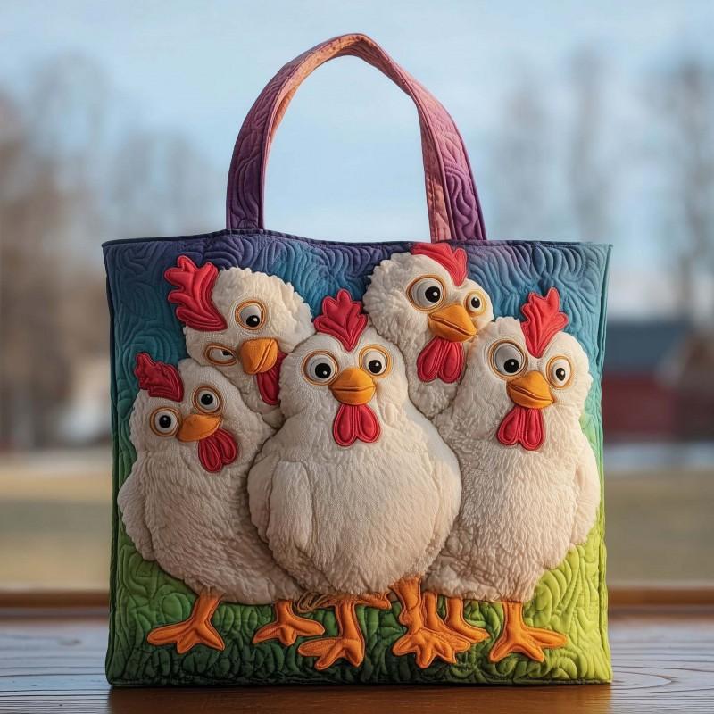 Chick Print Tote Bag 600D Oxford Cloth Shoulder Daily Use