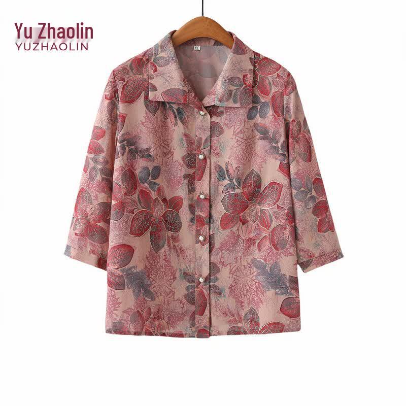 YUZHAOLIN Mid-Aged Women s Floral Summer Top Set 5XL