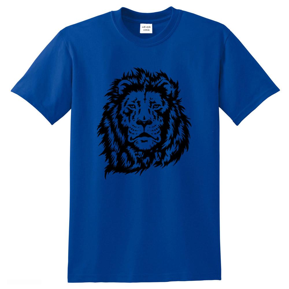 Lion print cool men t shirt mens 100 cotton short sleeve casual loose style tshirt oneck tshirt male man tee shirts