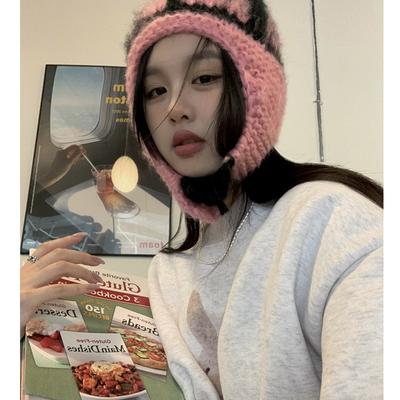 Mohair Racking Flying Hat Women Korean Knitted Hat Warm Wool Hat Ear Protection Ski Hat