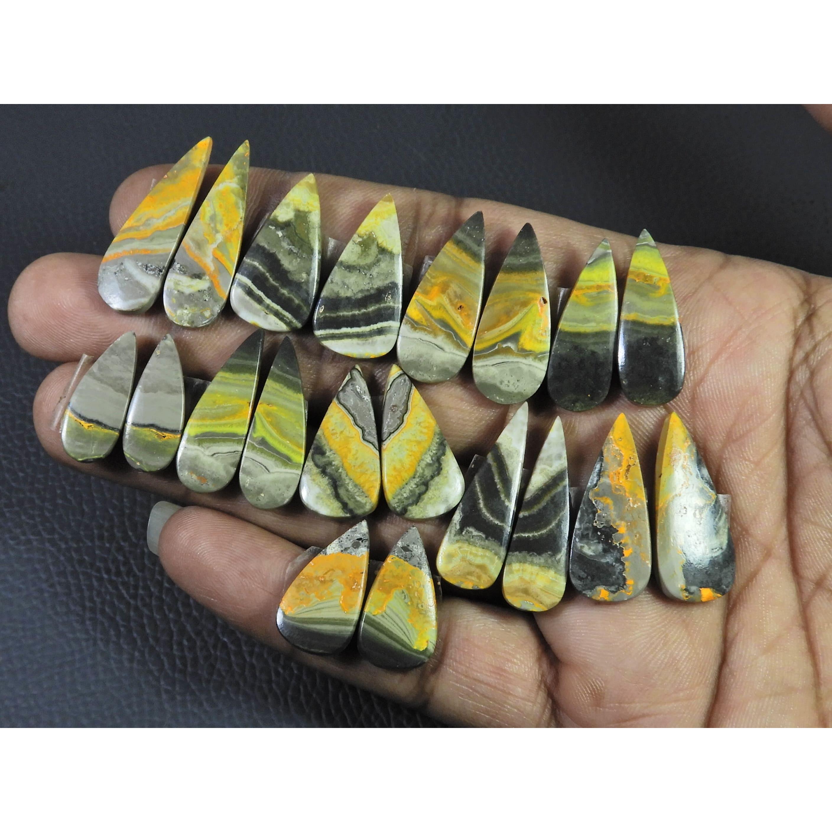 

147Cts.Natural Bumble Bee Jasper Matched Pair Pear Loose Gemstone 10Pair Lot C-2223