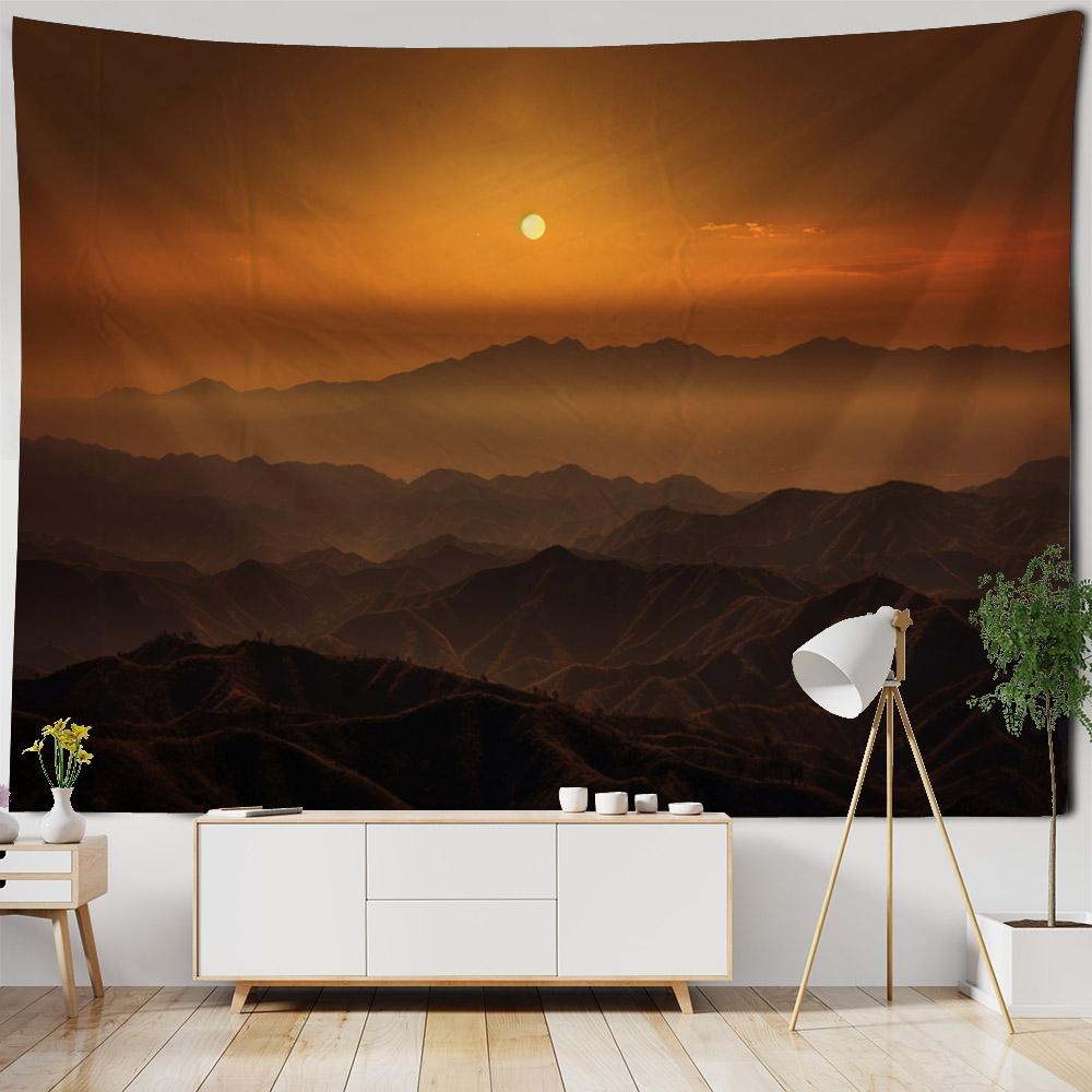 Mountains, Rivers, Forests, Sunrise Tapestry, Living Room, Bedroom, Dormitory, Art Background Cloth Poster For Wall Decoration
