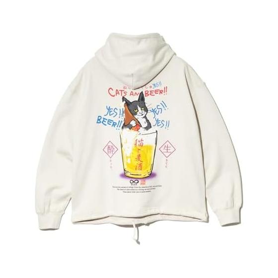 (Go slow caravan) go slow caravan empty spun fleece cat and beer hem spindle BOX hoodie (352609)