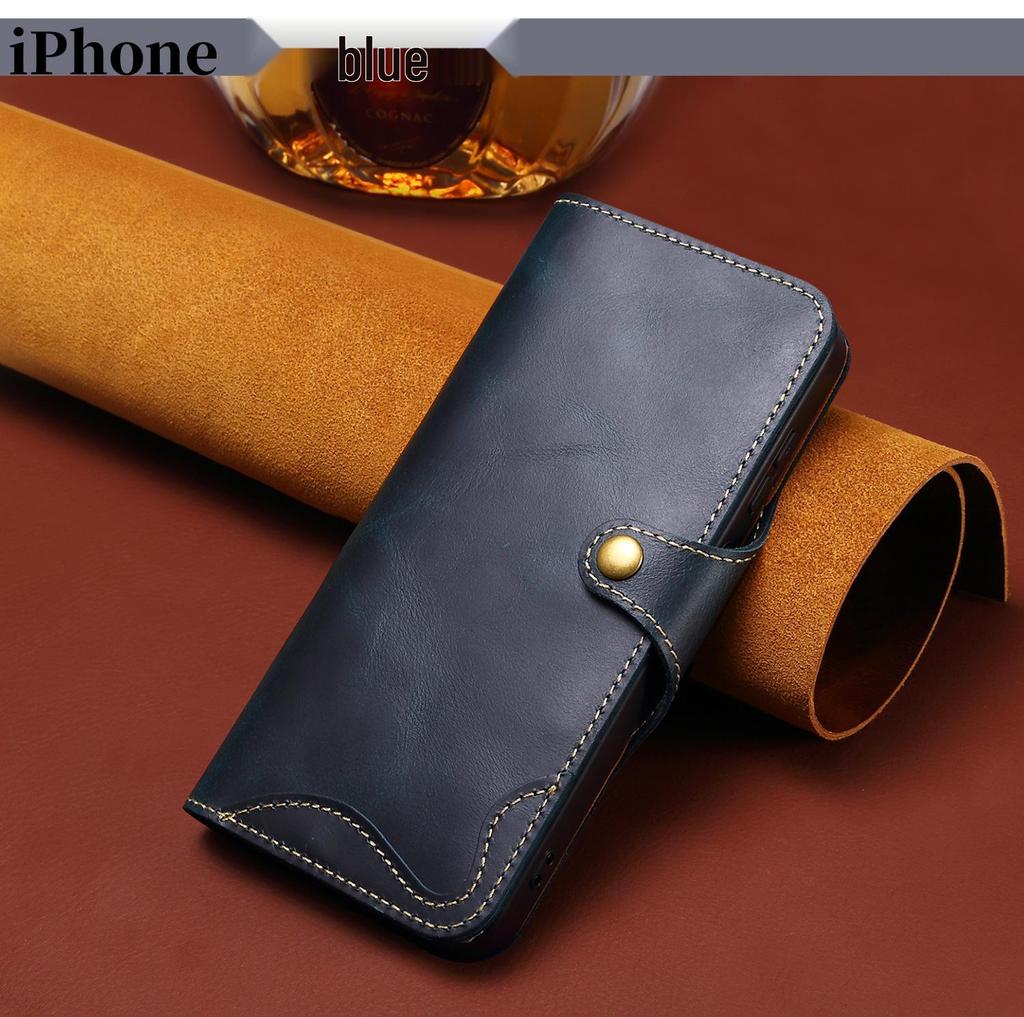 Prémiové olejové voskované kožené pouzdro S26 na telefon iPhone 17 Pro Max/16 Plus